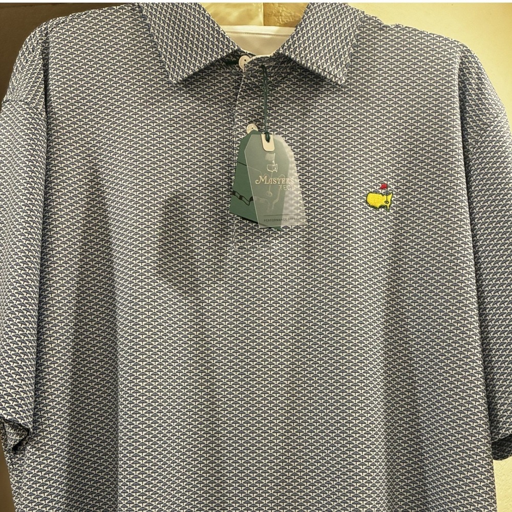 2026 Masters Tech Polo Shirt Men XL Navy White Umbrella Print Performance
